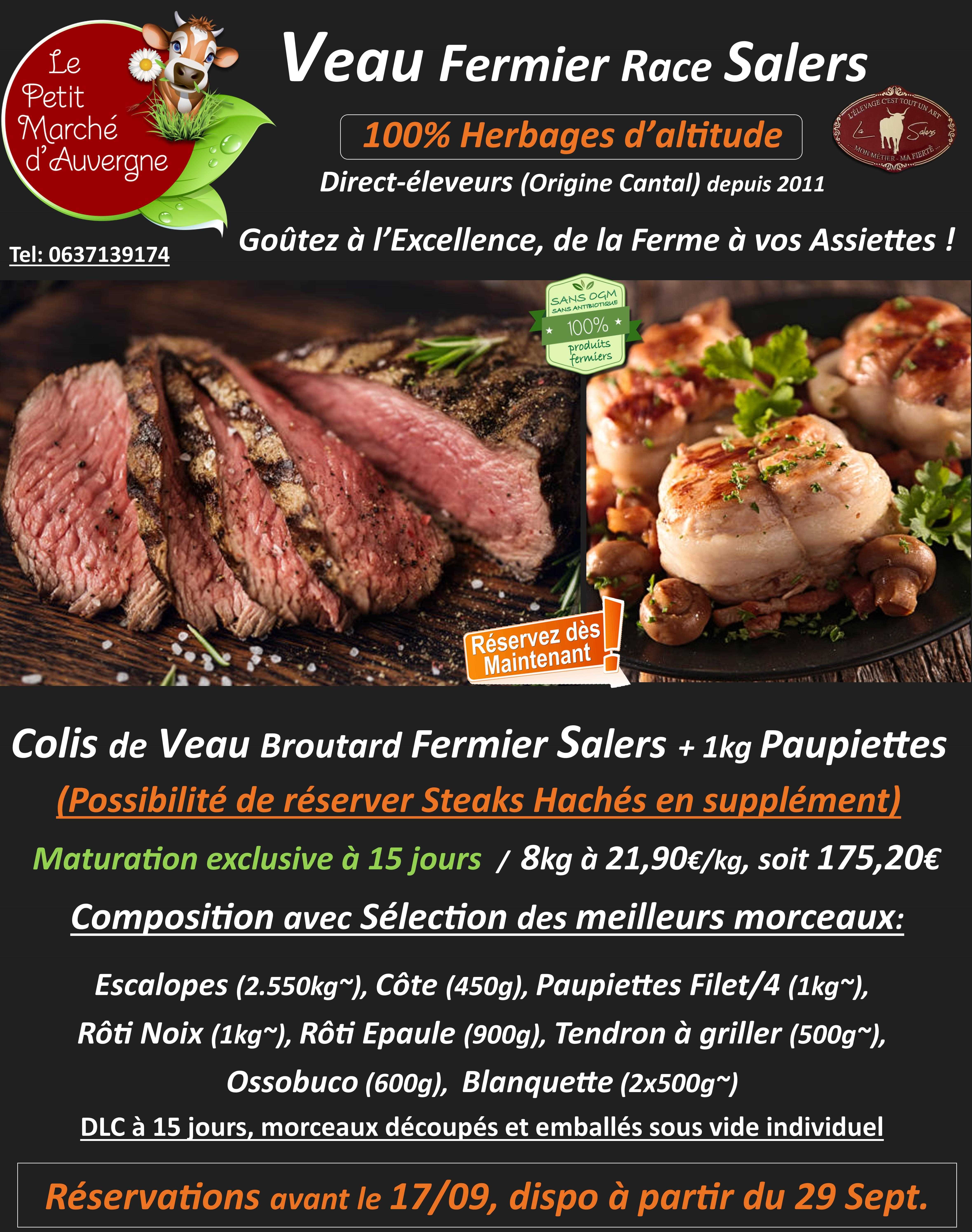 Prochaines Ventes en direct-éleveurs du Cantal…les 29 et 30 Septembre (Veau Fermier broutard Race Salers de retour des Estives)