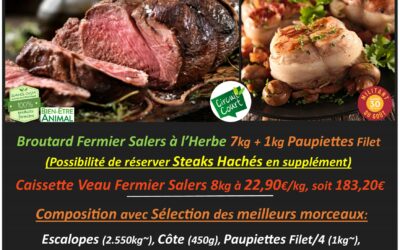 Prochaines Ventes de Veau Broutard Fermier race Salers (retour des Estives Cantaliennes) en direct éleveurs, les 9 et 10 Octobre